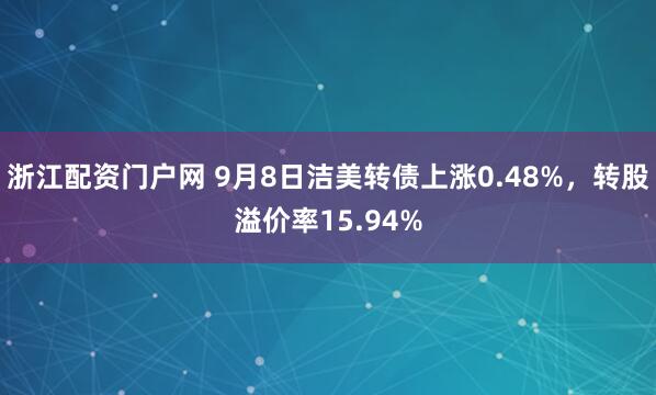 浙江配资门户网 9月8日洁美转债上涨0.48%，转股溢价率15.94%